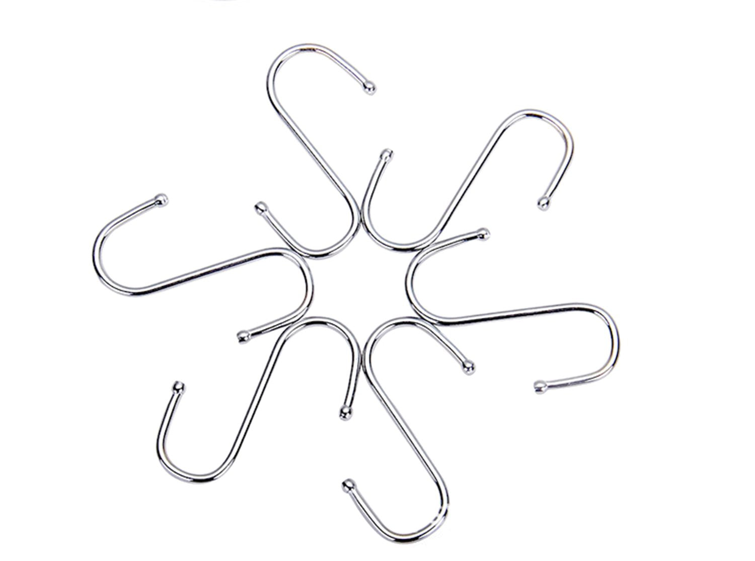 20 Pack Silver Stainless Steel S Hooks Metal Hanging 3.5" Medium Size