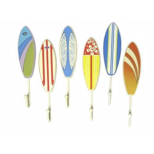 Set of 6 Wood Surfboard Hooks - Towel Hooks