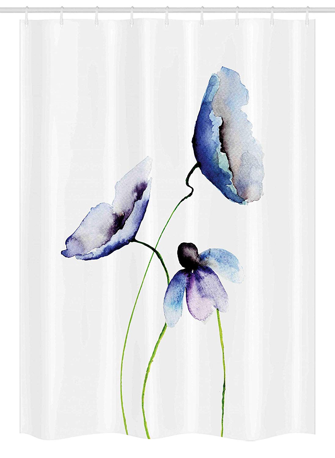 Ambesonne Watercolor Flower Stall Shower Curtain, Abstract Poppies Blossoms Simple Artistic Composition Picture, Fabric Bathroom Decor Set with Hooks, 54 W x 78 L Inches, Lavender Blue Green