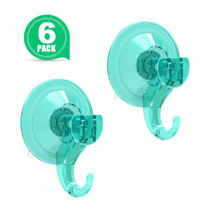 Shower Suction Hook LUXEAR Suction Cup Hangers Wreath Hanger Holder Vacuum Suction Hooks for Windows Bathroom Shower Towel Robe Coat, 6 Pack (Lightseagreen)
