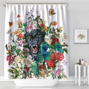 MACOFE Shower Curtain 3D Shower Curtain Floral Shower Curtain Polyester Fabric, Waterproof, Machine Washable,Hooks Included,Animal Shower Curtain Original Design Hand Drawing,71x71in