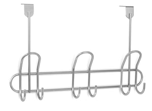 Internet’s Best Over the Door Double Wire Hook Rack | 3 Hooks | Stainless Steel Coat and Hat Rack Hanger | Bathroom Towel Rail | Outdoor or Indoor