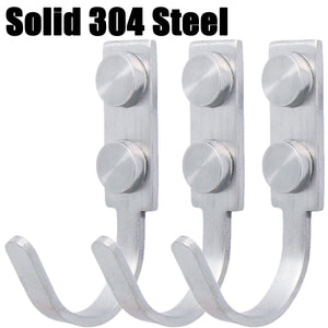 QY 3PCS 304 Brushed Solid Stainless Steel Heavy Duty 3mm-thick Coat and Hat Hook Robe Hook Single Hook Bathroom Towel Hanger Hook Kitchen Utensils Hook