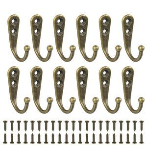 24 Pack Wall Mounted Coat Hooks Hanger Holder Bronze for Wall Vintage Decorative Single Robe Hooks with 50pcs Screws (Bronze)