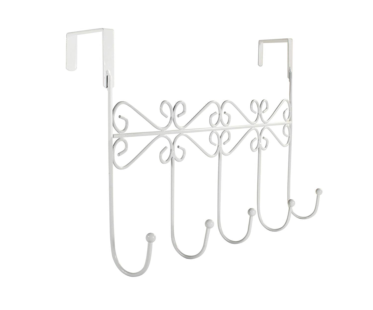 Lebogner Supreme Over the Door 5 Hook Metal Stylish Organizer Rack a Great Storage Addition to Your Home and Office, Great for Jackets, Coats, Bath Towels, Robes, Ties, - White