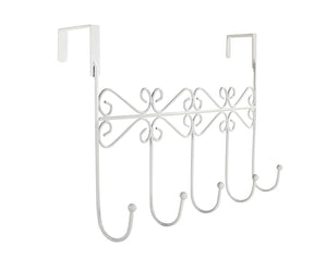 Lebogner Supreme Over the Door 5 Hook Metal Stylish Organizer Rack a Great Storage Addition to Your Home and Office, Great for Jackets, Coats, Bath Towels, Robes, Ties, - White