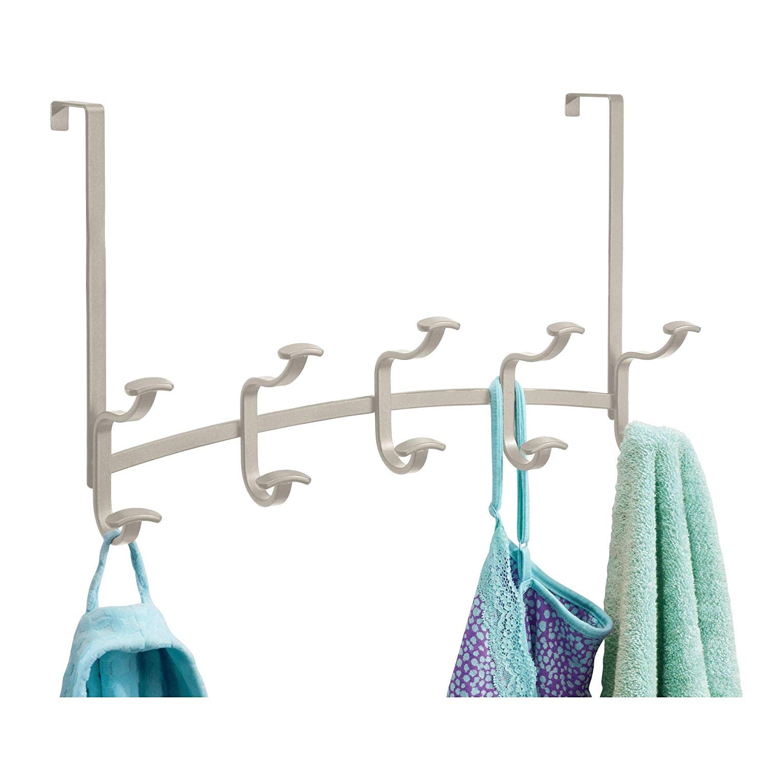 InterDesign Spa Over-The-Door 5-Hook Rack, Satin