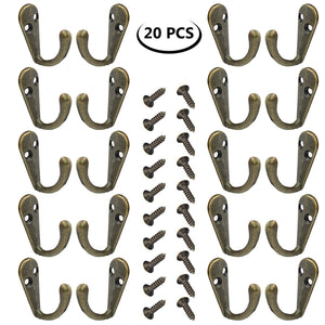 20PCS Wall Hook , No Scratch Bronze Single Coat Robe Hanger Hardware For Dress , Clothes , Jewelry , Heavy Duty C Mounted Towel Hooks With 40 Screws , Display For Kitchen , Home , Office, Closet
