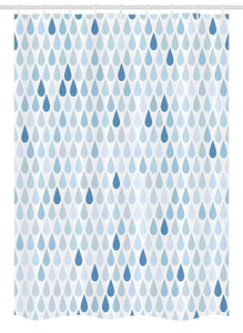 Ambesonne Blue and White Stall Shower Curtain, Minimalist Rain Drops Motive in Tones Tears of Earth Air Gravity Image Art, Fabric Bathroom Decor Set with Hooks, 54" X 78", Light Blue