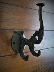 Shabby Chic Hook/ Black or Pick Your Color/ Cast Iron Hook/ French Country Wall Decor/ French Cottage Style Hook/ Towel Hook/ Key Hanger/ Vintage Style