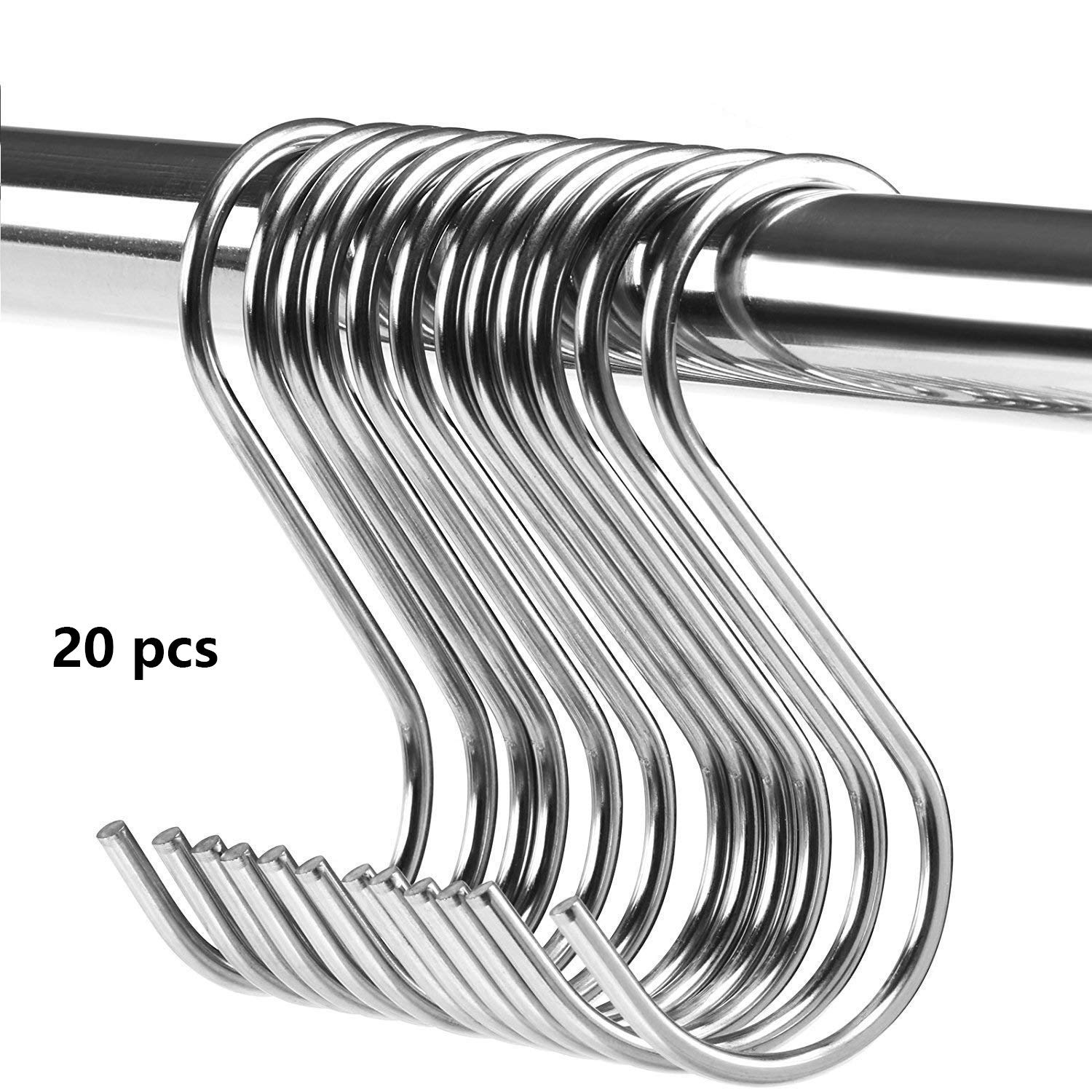 OPCC 20 PCS Stainless Steel Silver Color Extra Small Size Heavy-duty Steel S-hooks for Plants, Gardening Tools, black Enamel Coated Metal, Holds up to 40 Lbs. Includes Installation Hardware Designed for Any Kitchen+1PCS Opcc Sticky Notes