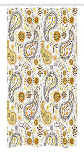 Ambesonne Sunflower Stall Shower Curtain, Floral Pattern with Sunflowers and Paisley Vintage Boho, Fabric Bathroom Decor Set with Hooks, 36" X 72", Orange Yellow