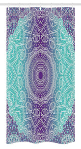 Ambesonne Purple and Turquoise Stall Shower Curtain, Hippie Ombre Mandala Inner Peace and Meditation with Ornamental Art, Fabric Bathroom Decor Set with Hooks, 36 W x 72 L Inches, Purple Aqua