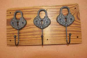 Old Fashion Design Cast Iron Towel Hooks Rack, Handmade in USA, Cast Iron, Reclaimed 100 Year Old Wood, The Country Hookers, CH-13