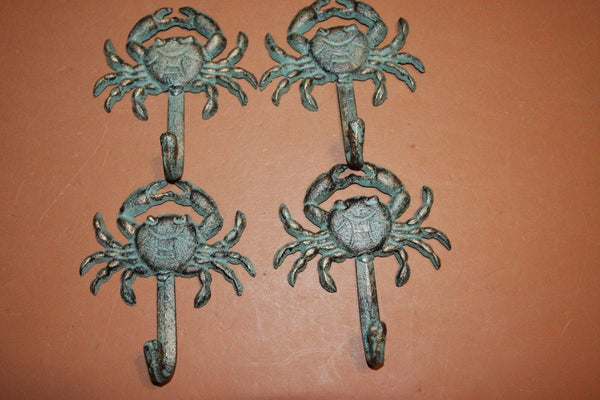 Beach House Bathroom Towel hooks, Bronze-Look Cast Iron Crab Design, 5 1/4&quot; high, BL-34