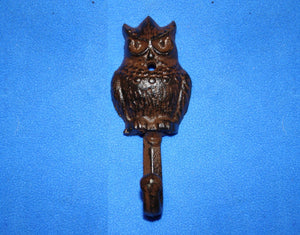 Owl Bath Towel Hooks, Cast Iron, 5&quot; tall, Volume Priced, H-43