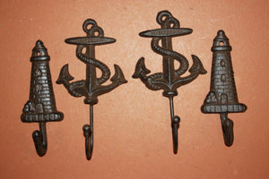 4 pieces) Vintage look anchor wall hooks, free shipping, anchor, lighthouse, maritime, sailor, coat hook, towel hook, N-48,56~
